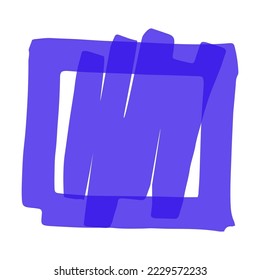 Cuadrado de marcador dibujado a mano con sombra dentro. Ilustración vectorial de dibujos animados. Cuadrado permanente azul en el interior. Tinta, doodle, textura para el diseño de pancartas