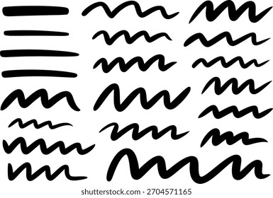 Trazos de marcador dibujados a mano y garabatos Vector Elementos de diseño colección