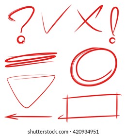 hand drawn markers, check mark, circle marker