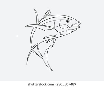 hand drawn marlin tattoo artwork illustration. Sketch of marlin fish. Hand drawn illustration. Vector. Isolated