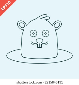 hand drawn marmot animal design for groundhog day illustration modern flat vector