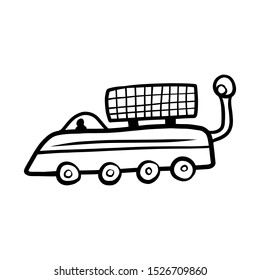 Hand drawn Mars Rover isolated on a white. Vector illustration.