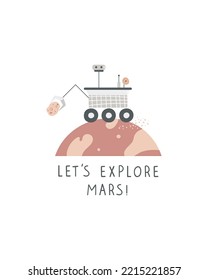 Hand drawn mars rover poster