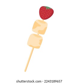 hand drawn marshmallows and fresh strawberry