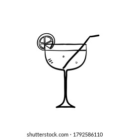 hand drawn martini cocktail icon illustration vector isolated