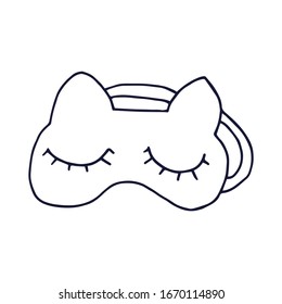 Hand drawn mask for sleep, cute doodle vector illustration. Cozy home, travel. Isolated on white background.