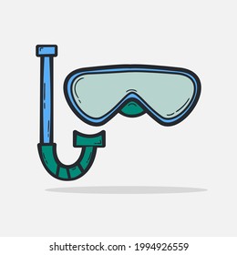 Hand drawn Mask and snorkel for swimming icon Design Template. vector sketch doodle illustration isolated on white background. Summer holiday equipment for swim in ocean