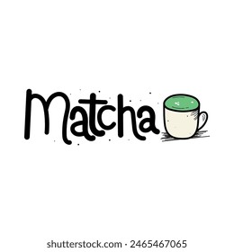Hand Drawn Matcha Calligraphy Text Vector Design.