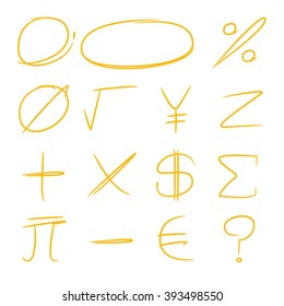 hand drawn math signs, marker elements
