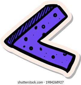 Hand drawn math symbol less than in sticker style vector illustration