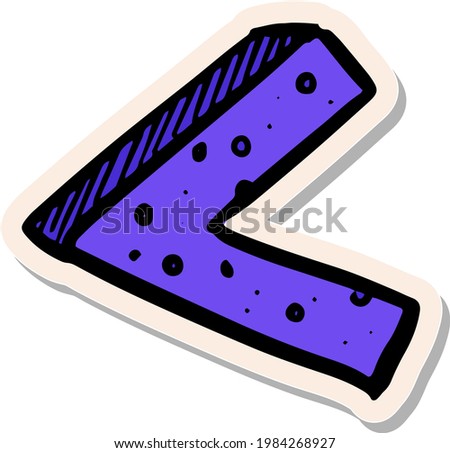 Hand drawn math symbol less than in sticker style vector illustration