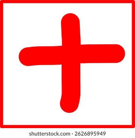 hand drawn math symbols of plus and positive, red math symbols in doodle style