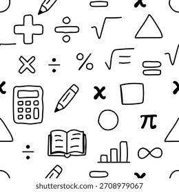 Handgezeichnete mathematische Symbole Nahtloses Muster