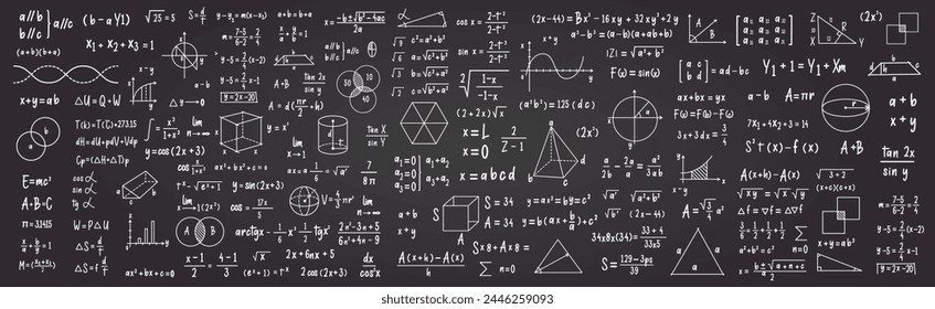 Hand drawn math symbols. Math symbols trendy modern geometric background.