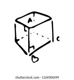 Hand drawn mathematical cube doodle. Sketch Back to school, icon. Decoration element. Isolated on white background. Vector illustration.