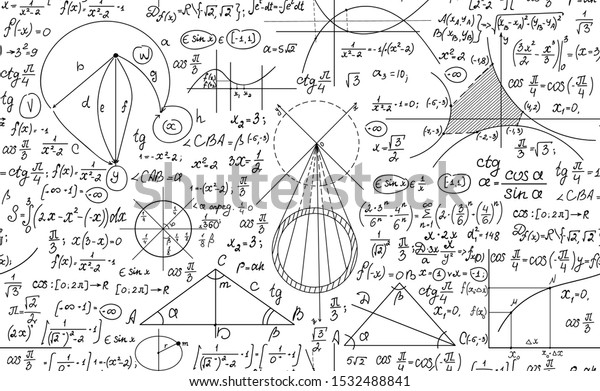 Hand Drawn Mathematical Vector Seamless Pattern Stock Vector (Royalty ...