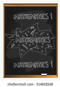 Hand drawn mathematics formulas on chalkboard for background, banner,book cover and etc. education industry