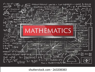 Hand drawn Mathematics on chalkboard.