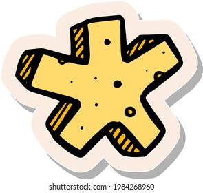 Hand drawn mathematics symbol asterisk in sticker style vector illustration