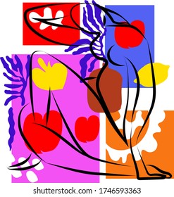 Hand drawn matisse style graphic illustration vector elemets