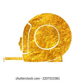 Hand drawn Measure tape icon in gold foil texture vector illustration