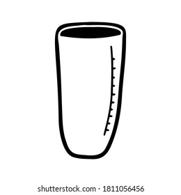 Hand drawn measuring cup on a white isolated background. Elements of kitchen utensils. Doodle, simple outline illustration. It can be used for decoration of textile, paper and other surfaces.