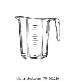 Hand Drawn Measuring Cup Sketch Symbol. Vector Measurement Element In Trendy Style.