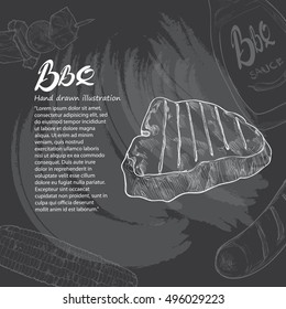 hand drawn meat grill with barbecue and grill concept. barbecue and grill background design