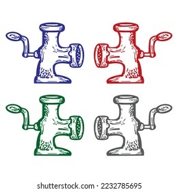 Hand Drawn Meat Grinder Vector Illustration
