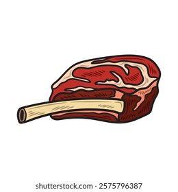 Hand Drawn Meat Illustration Colored - Tomahawk