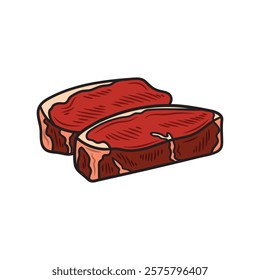 Hand Drawn Meat Illustration Colored - Porterhouse