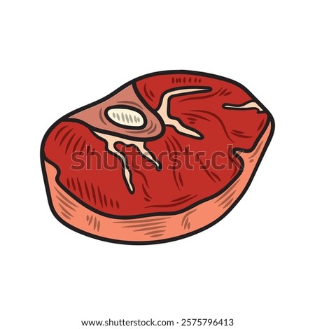 Hand Drawn Meat Illustration Colored - Beef Shank