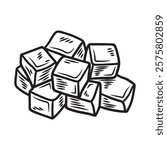 Hand Drawn Meat Illustration Colorless - Saikoro