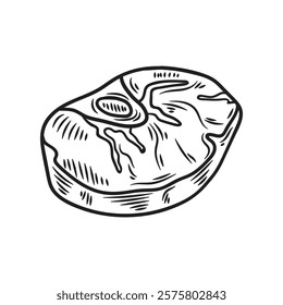 Hand Drawn Meat Illustration Colorless - Beef Shank