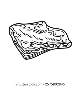 Hand Drawn Meat Illustration Colorless - Short Plate