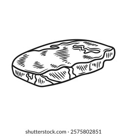 Hand Drawn Meat Illustration Colorless - Sirloin