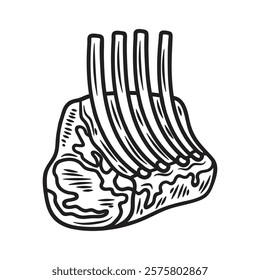 Hand Drawn Meat Illustration Colorless - Ribs