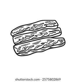 Hand Drawn Meat Illustration Colorless - Galbi