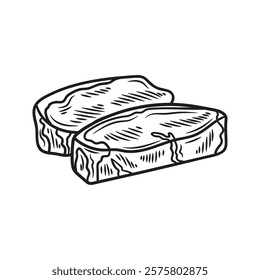 Hand Drawn Meat Illustration Colorless - Porterhouse