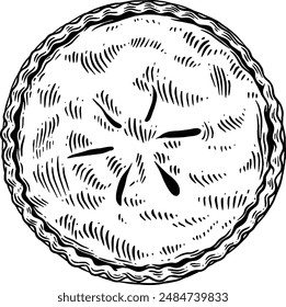 Hand drawn Meat Pie Sketch Illustration