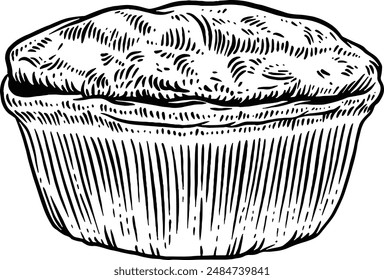 Hand drawn Meat Pie Sketch Illustration