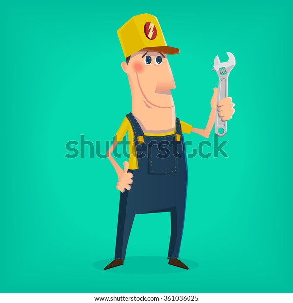 Hand drawn mechanic character in cartoon style , eps10\
vector format 