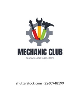 hand drawn mechanical logo template design