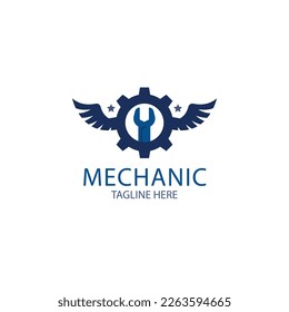 diseño de plantilla de logotipo mecánico dibujado a mano