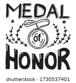 hand drawn medal of honor vector graphics lettering