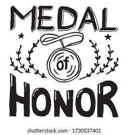 hand drawn medal of honor vector graphics lettering