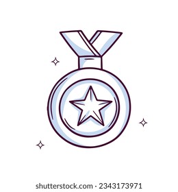 Hand Drawn medal icon. winner medal. Doodle sketch Vector Illustration