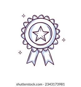 Hand Drawn medal icon. winner medal. Doodle sketch Vector Illustration