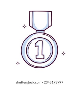 Hand Drawn medal icon. winner medal. Doodle sketch Vector Illustration