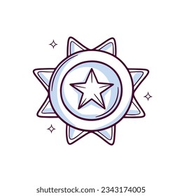 Hand Drawn medal icon. winner medal. Doodle sketch Vector Illustration